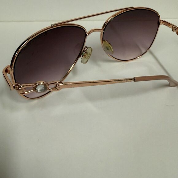 Judith Leiber Aviator Sunglasses Rose Gold Pink Gradient Crystal Accent JL main image 9